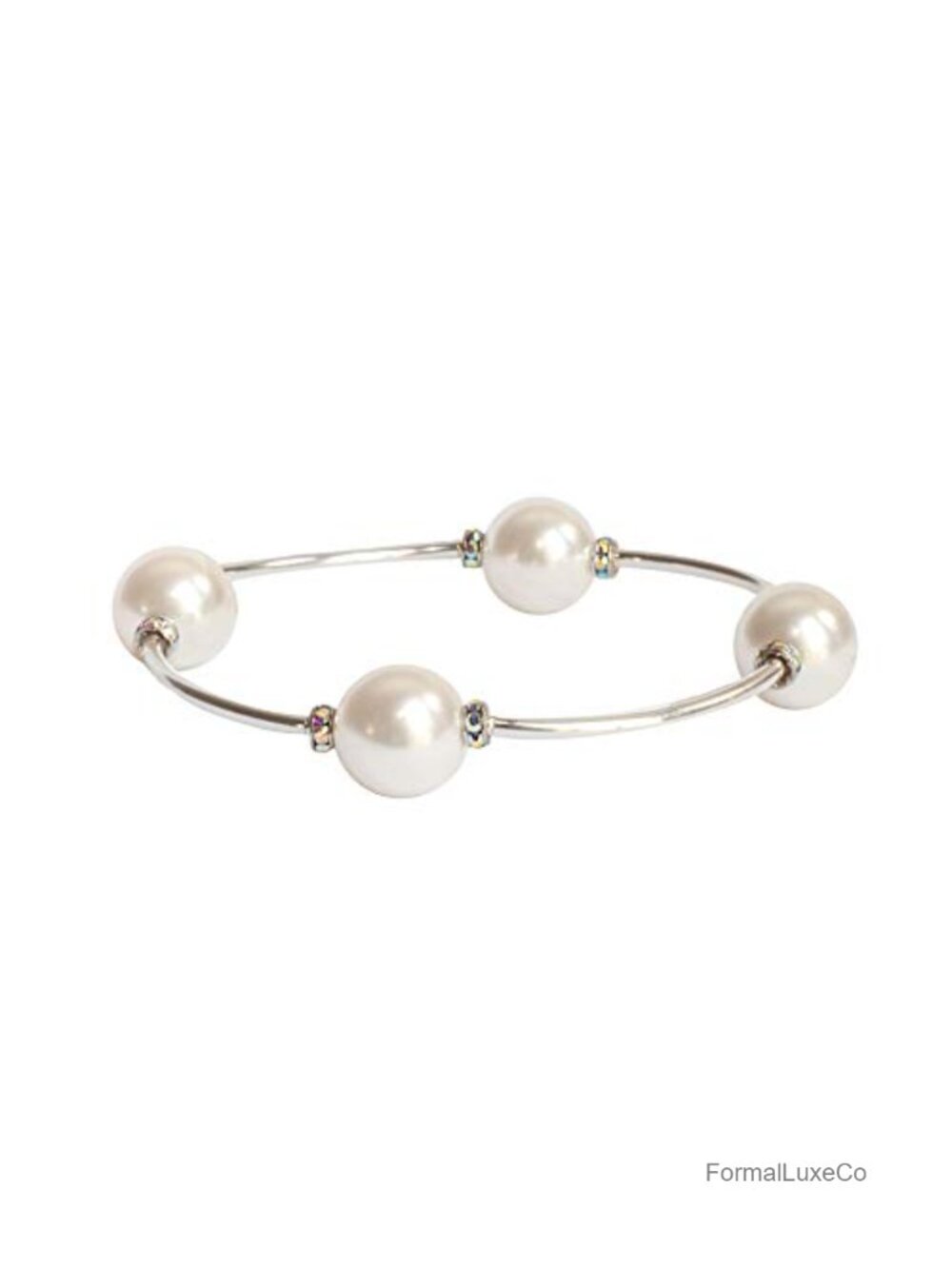 Crystal Pearl Stretch Blessing Bracelet - Sterling Silver - 7 Inch